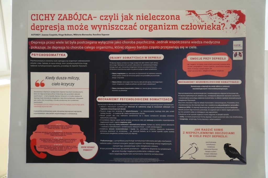 Plakat "Cichy zabójca – czyli jak nieleczona depresja może wyniszczyć organizm człowieka?
