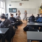 Spotkanie promocyjne w Zespole Szkół Innowacyjnych w Jarosławiu: uczniowie i nauczyciele