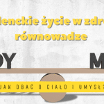 Grafika: waga szalkowa z napisami BODY i MIND, symbolizująca studenckie życie w zdrowej równowadze.