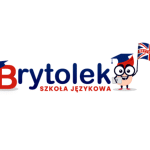 Logo Brytolek.pl - szkoła językowa z flagą Wielkiej Brytanii
