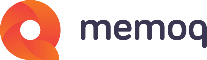 Logo Memq z symbolem Q w kolorach pomarańczowym i czerwonym.