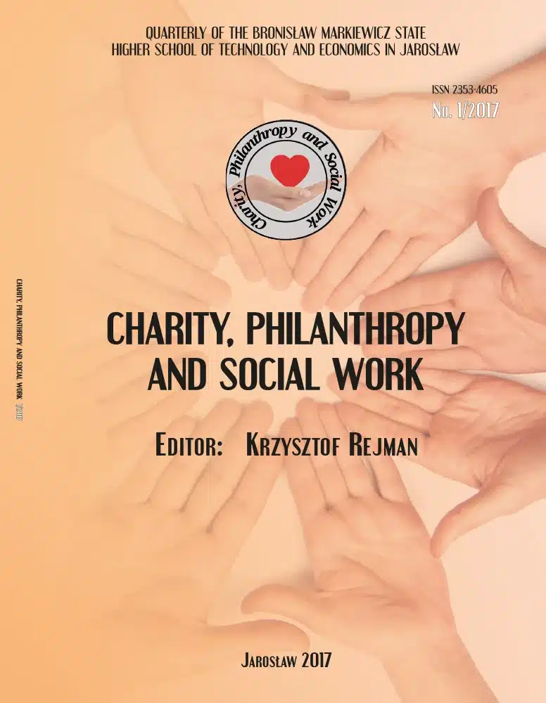 Okładka czasopisma „Charity, Philanthropy and Social Work” z logo i tytułem