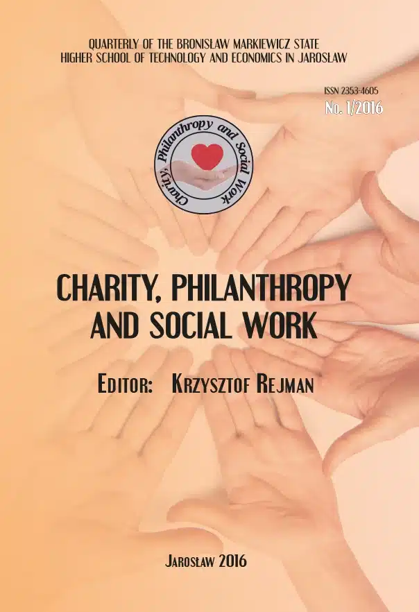 Okładka Kwartalnika „Charity, Philanthropy and Social Work” nr 1/2016