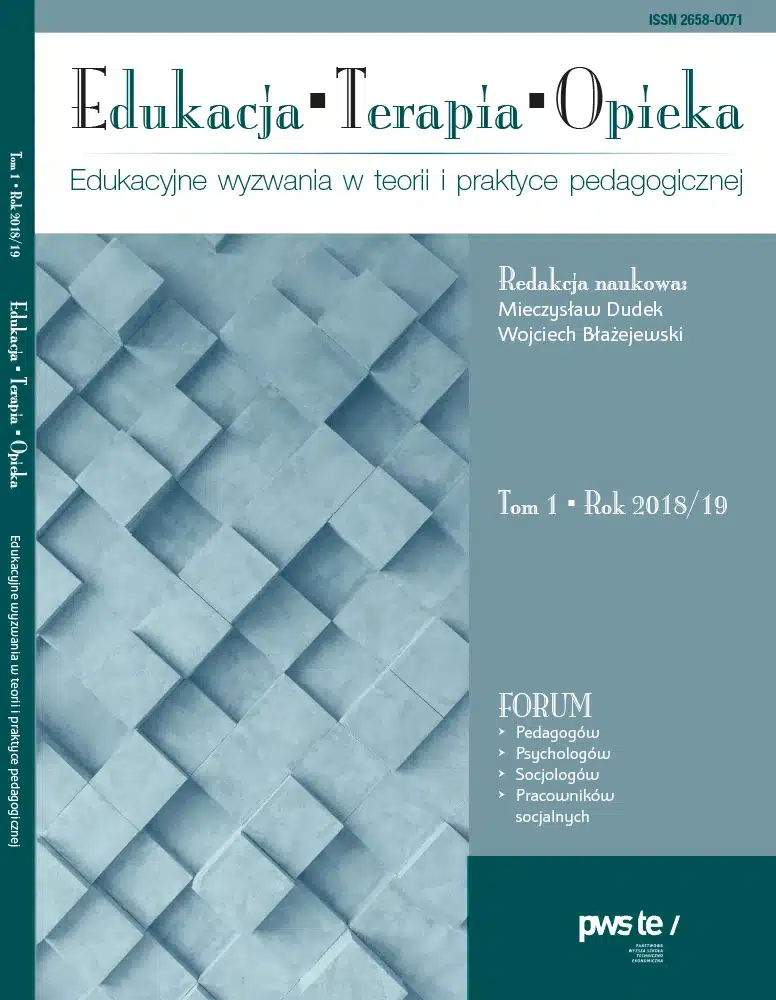 Okładka czasopisma "Edukacja Terapia Opieka" Tom 1, Rok 2018/19