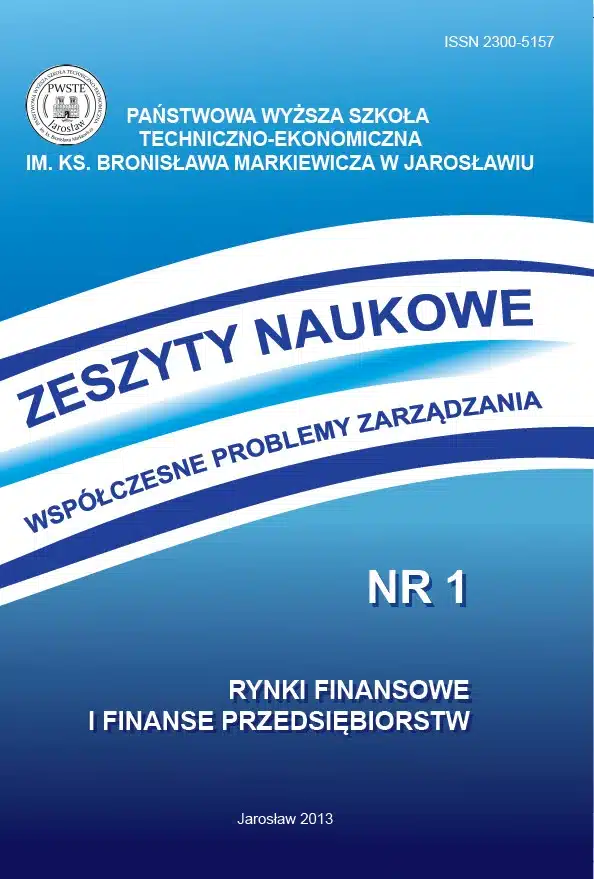 Okładka zeszytów naukowych nr 1, Państwowej Wyższej Szkoły Techniczno-Ekonomicznej w Jarosławiu