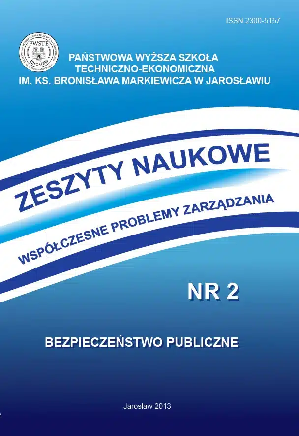 Okładka zeszytów naukowych nr 2 „Bezpieczeństwo publiczne” PWSTE Jarosław
