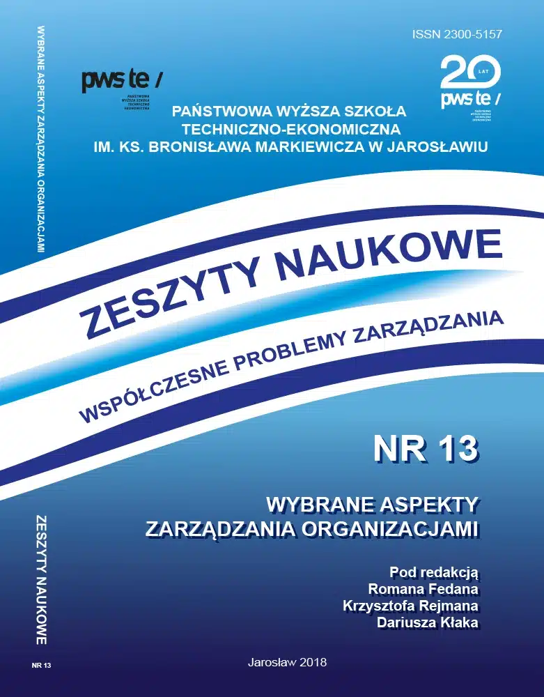 Okładka zeszytów naukowych nr 13 z hasłem "Wybrane aspekty zarządzania organizacjami