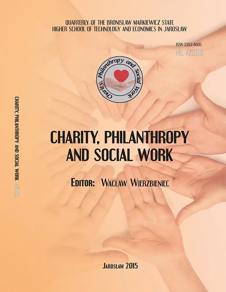 Okładka kwartalnika „Charity, Philanthropy and Social Work” z 2015 roku