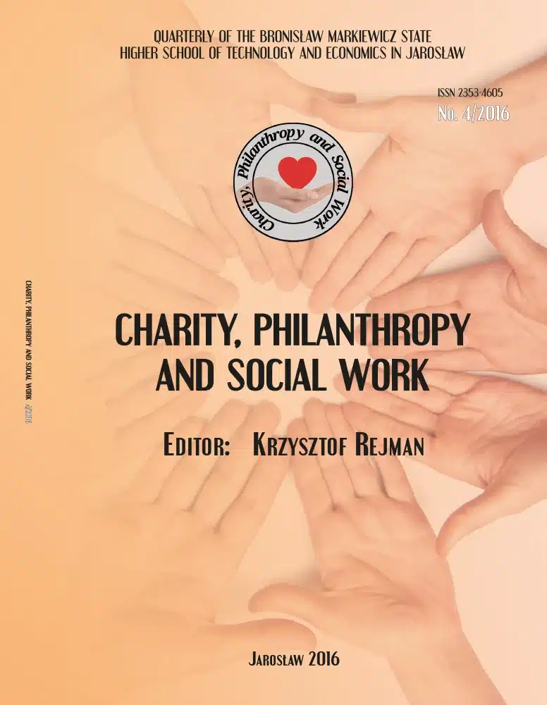 Okładka Kwartalnika „Charity, Philanthropy and Social Work” z 2016 roku
