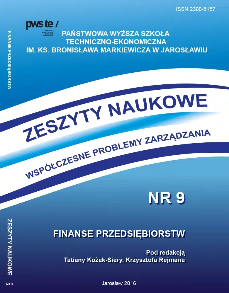 Okładka "Zeszyty Naukowe" nr 9: Finanse Przedsiębiorstw
